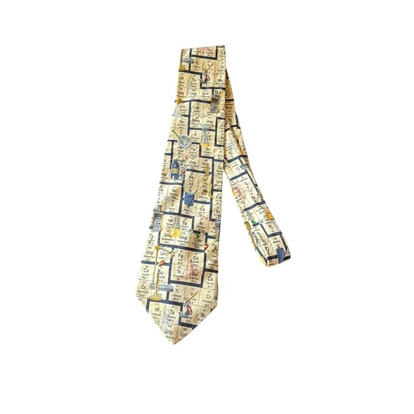 Museum Artifacts Other - Museum Artifacts Necktie Cream Periodic Table Science Chemistry Silk Handmade